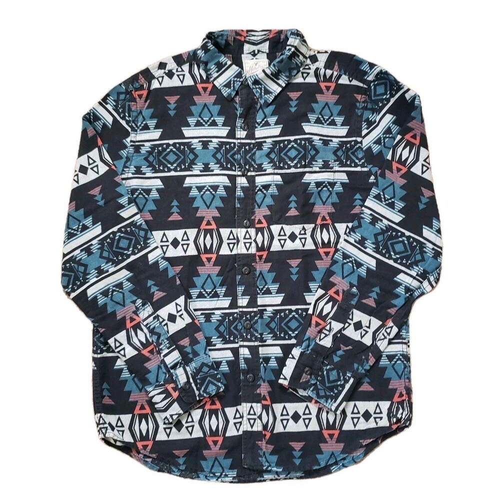 American Eagle Heritage Aztec Size Large Mens Button Up Long Sleeve 100% Cotton
